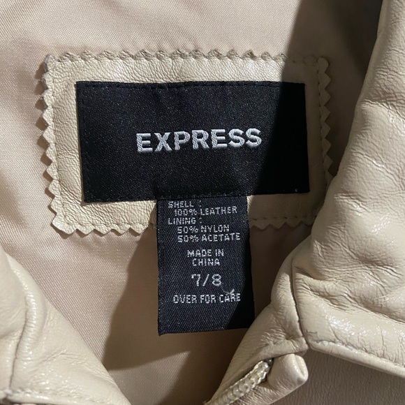 Women’s Express Tan Leather Jacket Size 7/8 - Picture 2 of 3
